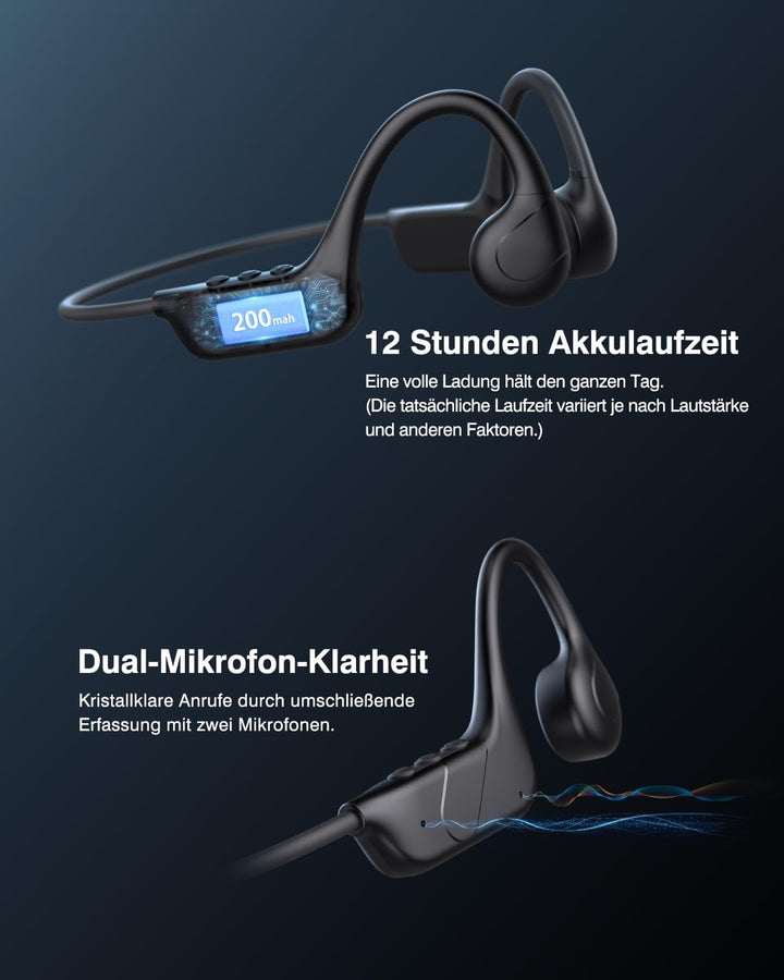 Knochenschall Kopfhörer Schwimmen Bluetooth 6.0, 32GB Speicher | IPX8 Wasserdichter Kopfhörer mit MP