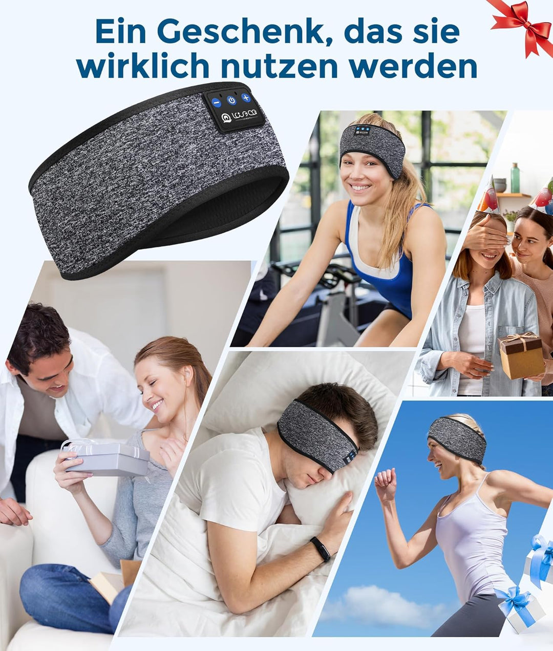 LOVE EYE Schlafkopfhörer Bluetooth, Kopfhörer Schlafen, Schlaf Stirnband Kopfhörer Headband Schlafma