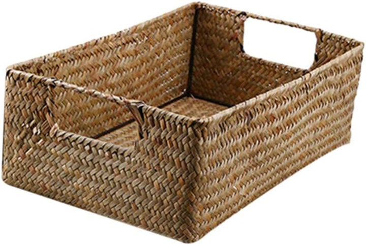 UPKOCH Seegras Aufbewahrungskorb Gewebter Korb Rechteckig Ablagekorb 30X20X10CM Haushalt Multifunkti