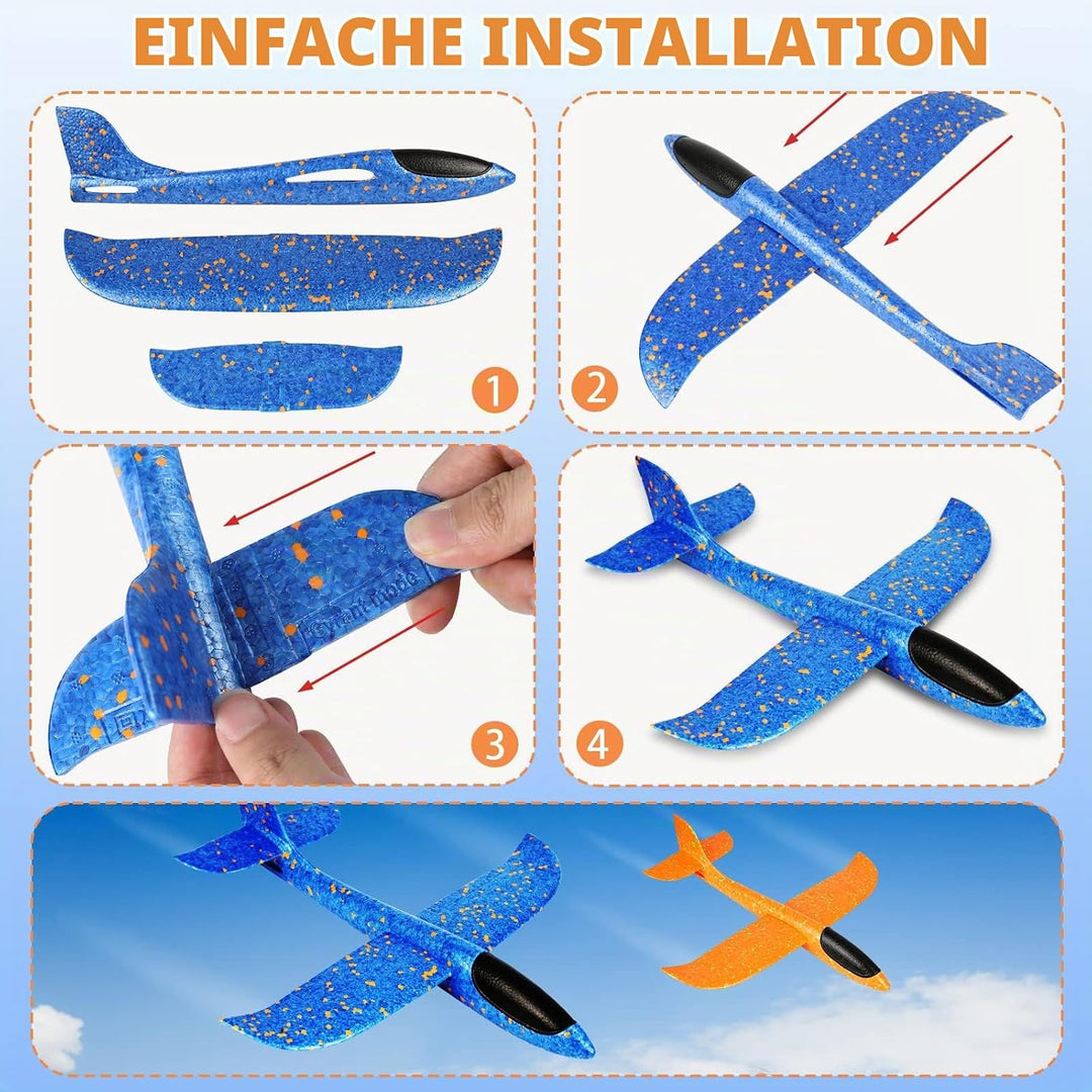 VCOSTORE Styroporflieger Flugzeug Styropor - 2 Stück Spielzeug Segelflugzeug Wurfgleiter Flieger für