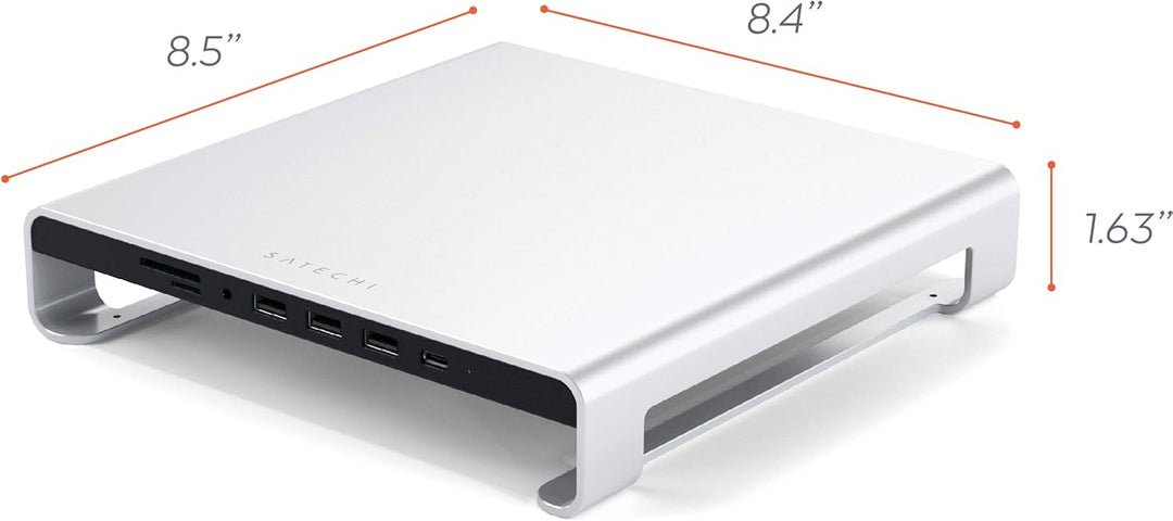 SATECHI Typ-C Aluminium Monitor Stand Hub, mit USB-C Datenport, Micro/SD-Kartensteckplätzen & 3,5mm