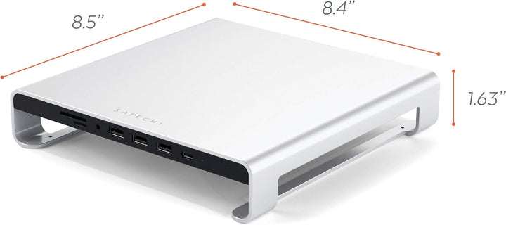 SATECHI Typ-C Aluminium Monitor Stand Hub, mit USB-C Datenport, Micro/SD-Kartensteckplätzen & 3,5mm