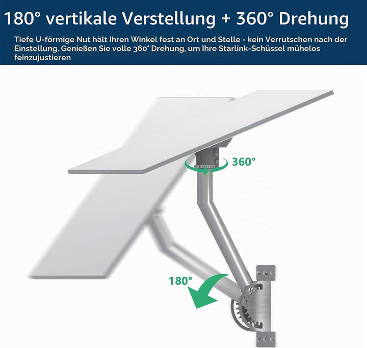 Starlink Wandhalterung Gen 3 Edelstahl mit Rohradapter Standard V3 Halterung Lang Pivot Wall Mount K