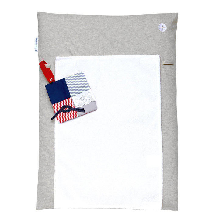 Wickelauflage 50 x 70 | Graue Wickeltischauflage Schmal | Wickelmulde inkl. abnehmbares Frottee Hand