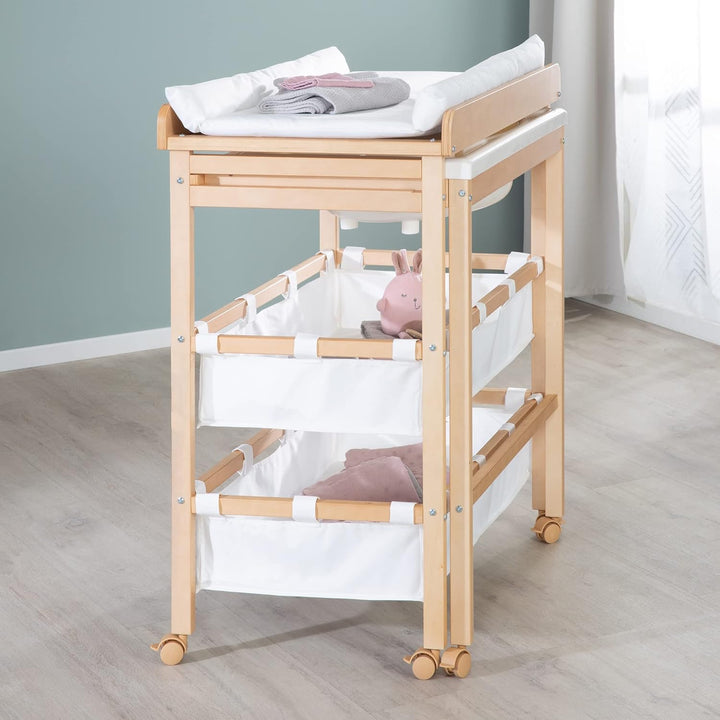 roba Bade Wickel Kombi Baby Pool - Wickeltisch ausziehbar mit integrierter Badewanne - Mobile Kombin
