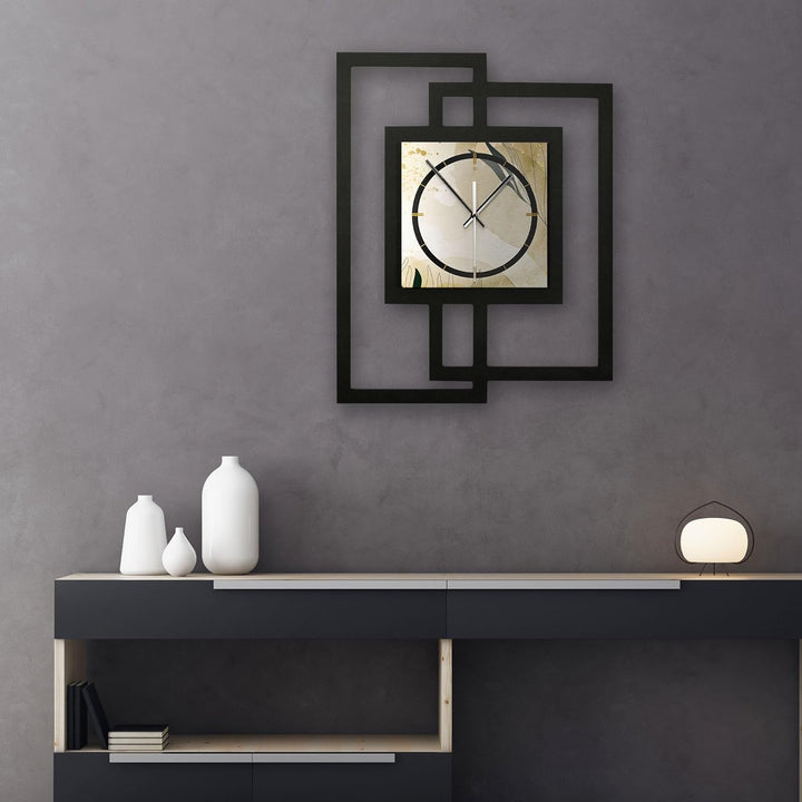 Kreative Feder Designer-WANDUHR „Elegant Leaves“ in modernem Metallic-Look ohne Tickgeräusche (Funk/