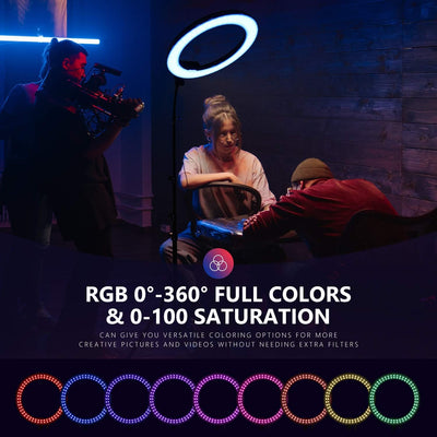 NEEWER Ringlicht RGB18-APP 18Zoll RGB APP Steuerung mit Ständer und Telefonhalter, 42W dimmbar zweif