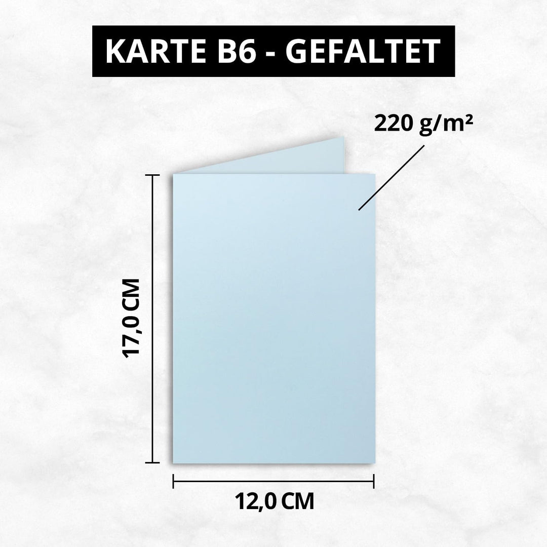 1000 Faltkarten B6 - Hell-Blau - Blanko Doppel-Karten - 12 x 17 cm - sehr formstabil - für Drucker g