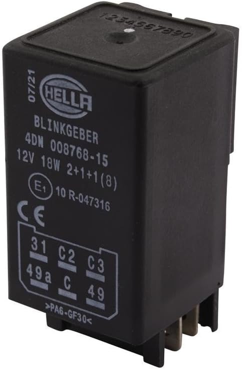 HELLA 4DN 008 768-151 Blinkgeber - 12V - 6-polig - elektronisch - mit Halter/mit Zubehör Single, Sin