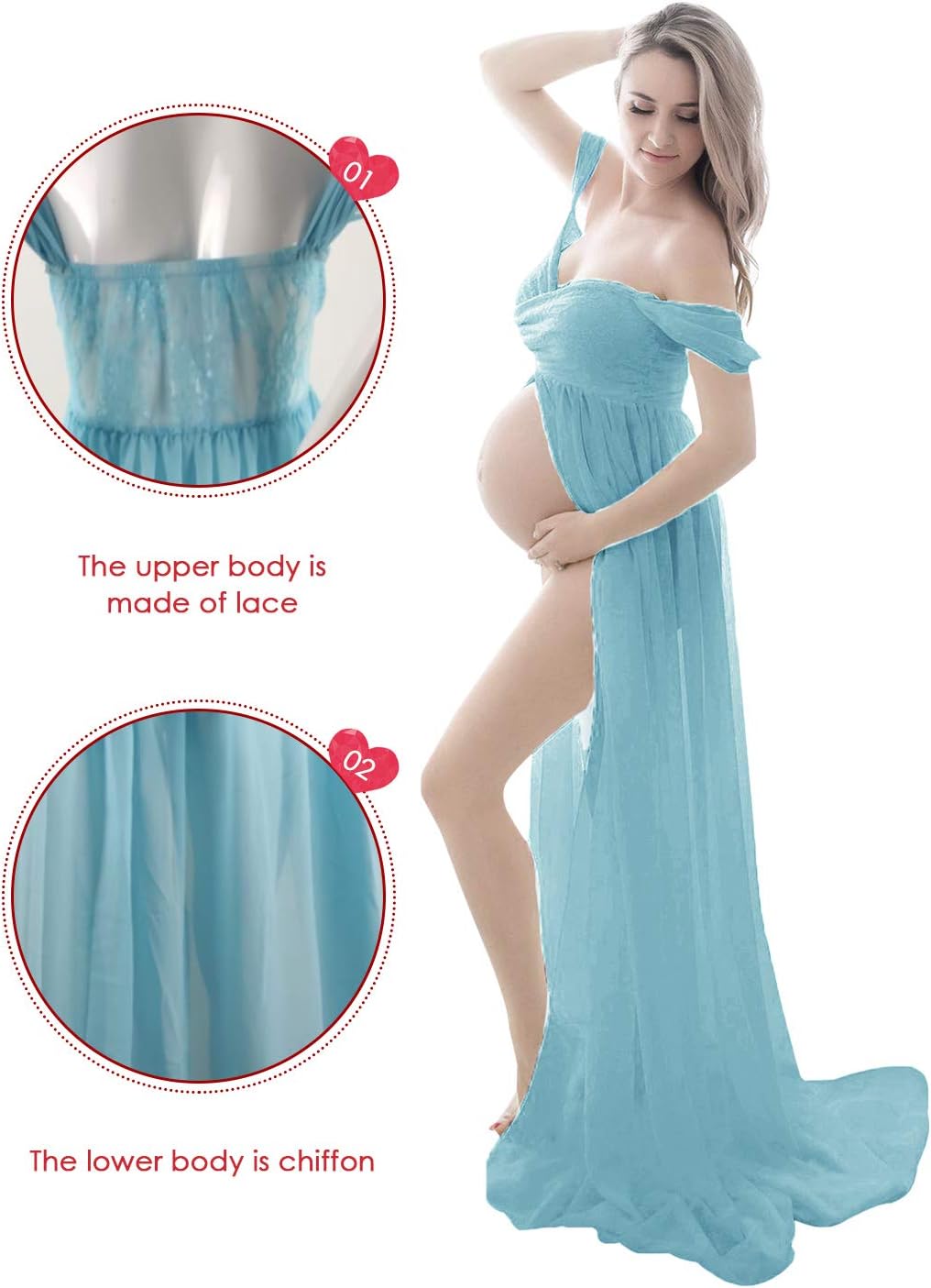 Schwangere Frauen Fotografie Stützen Schwanger Kleid Maternity Gown Split Front Foto Shoot Kleid Mut