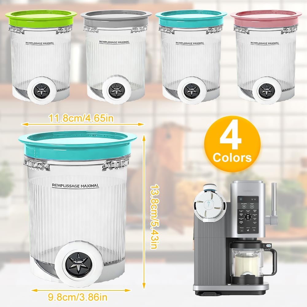 4 Stück Ninja Swirl Creami Behälter, SGZIOO 480 ml Behälter für Ninja Swirl Creami Kompatibel mit NC