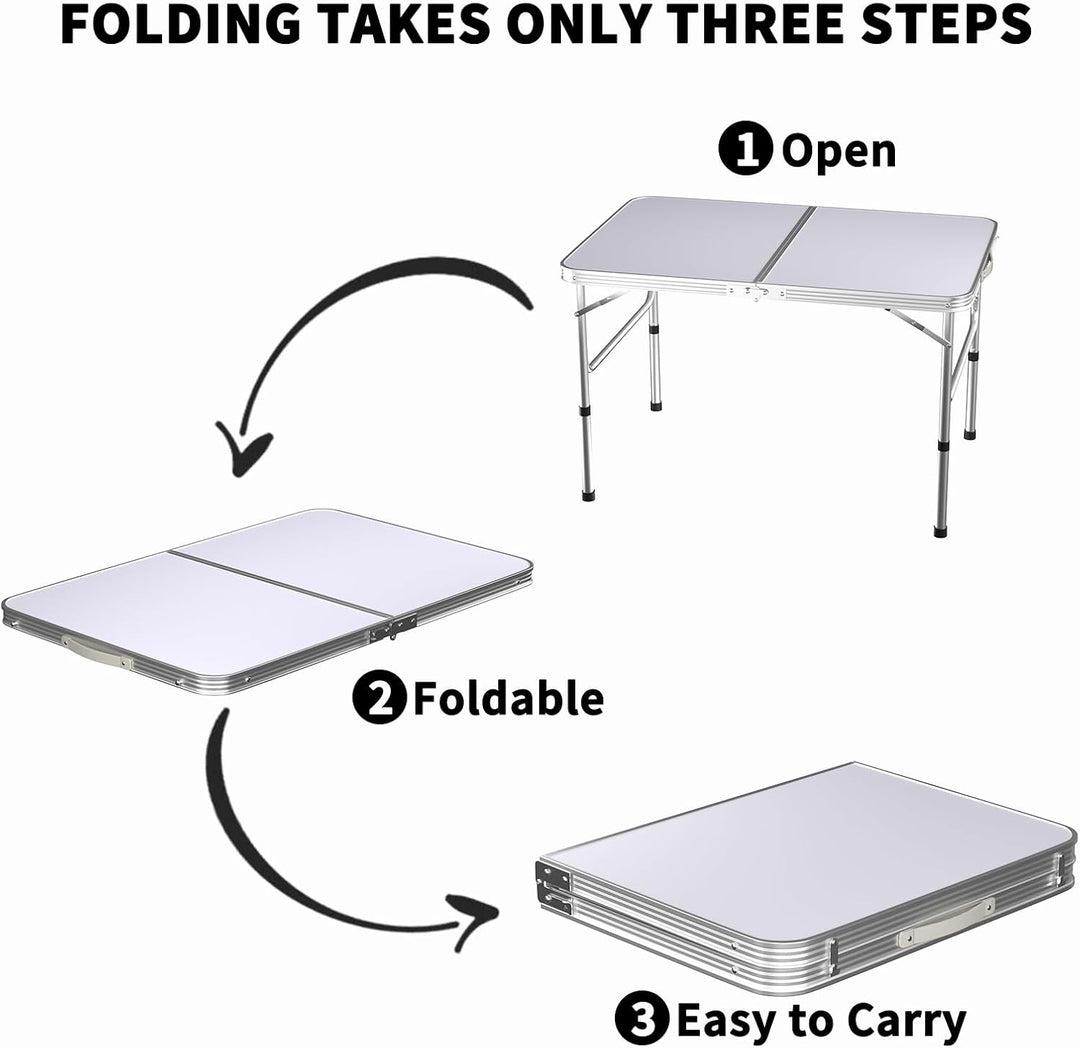 Klappbarer Gartentisch aus Aluminium, wasserdicht, höhenverstellbar mit praktischem Griff, für Outdo
