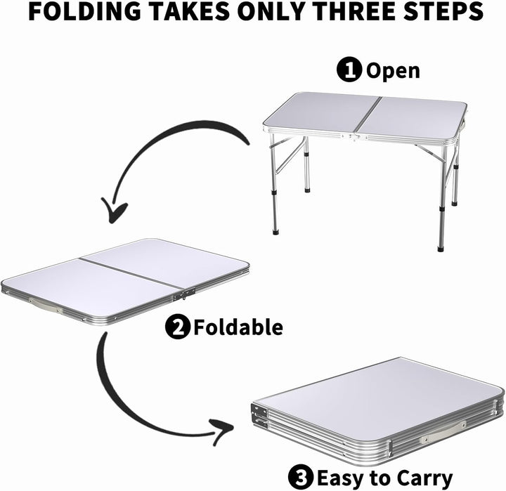 90cm Faltbarer Campingtisch, tragbarer Faltbarer Picknicktisch mit stabilen Aluminiumbeinen und Trag
