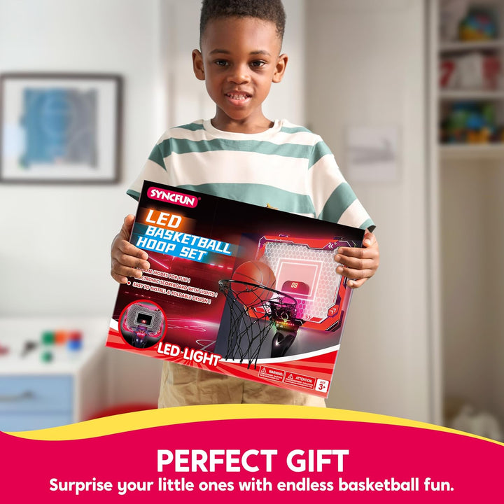 SYNCFUN Basketballkorb Indoor Kinder,Mini Basketballkorb Kinder mit Elektronische Anzeigetafel 4 Bal