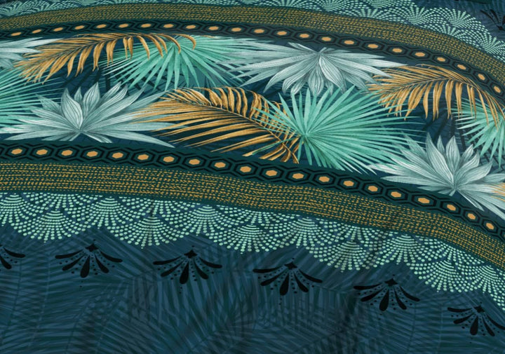 Le linge de Jules Bettwäsche-Set, Baumwolle, Blau, Grün, Safran, Parasio, 3-teilig, 220 x 240 cm 220