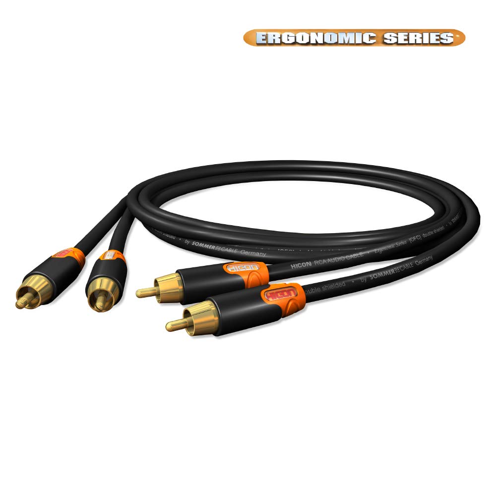Hicon Ergonomic 3m Stereo Audio RCA Cinch Kabel OFC 2-fach geschirmt für Stereoanlagen Verstärker -