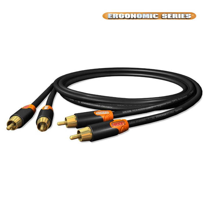 Hicon Ergonomic 3m Stereo Audio RCA Cinch Kabel OFC 2-fach geschirmt für Stereoanlagen Verstärker -