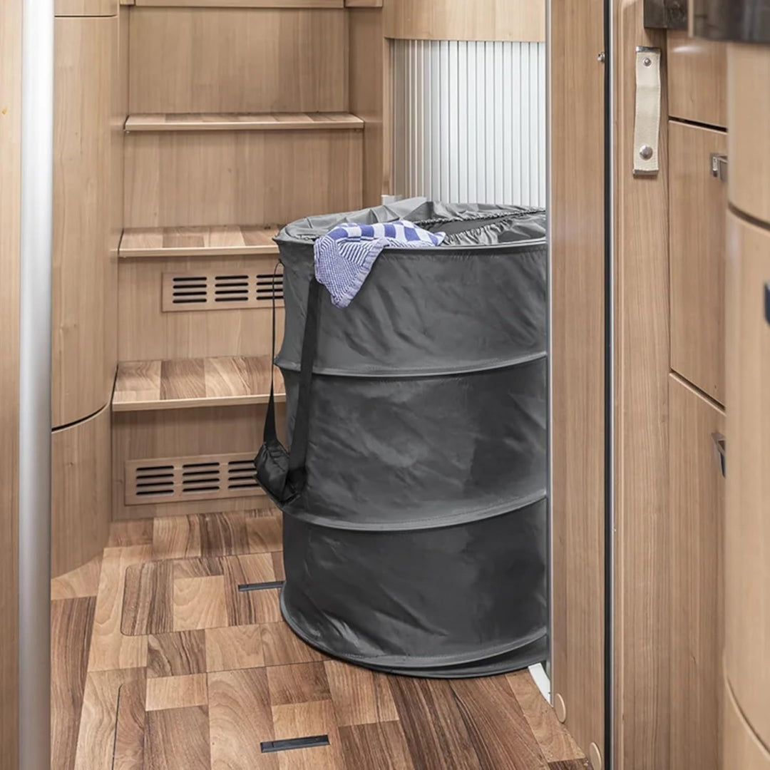 ProPlus Faltbarer Wäschekorb Pop up Wäschesack Camping 46x60 - Tragegriffen - Gummizug - Grau