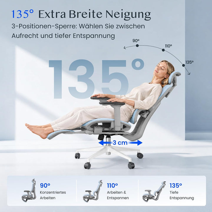 FLEXISPOT Ergonomischer Bürostuhl ErgoX Blau M2 (Blau), M2 (Blau)