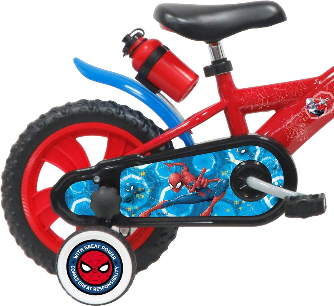 Atlas Jungen 12 Zoll Spiderman Fahrrad mit 1 Bremse, Dekorativer Frontplatte, Schlammschutz, Gehäuse