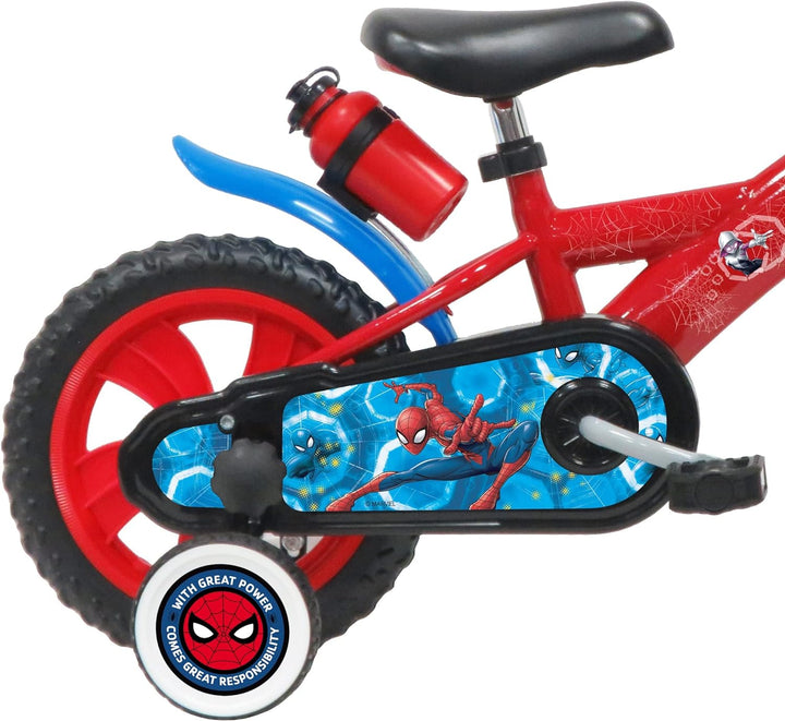 Atlas Jungen 12 Zoll Spiderman Fahrrad mit 1 Bremse, Dekorativer Frontplatte, Schlammschutz, Gehäuse