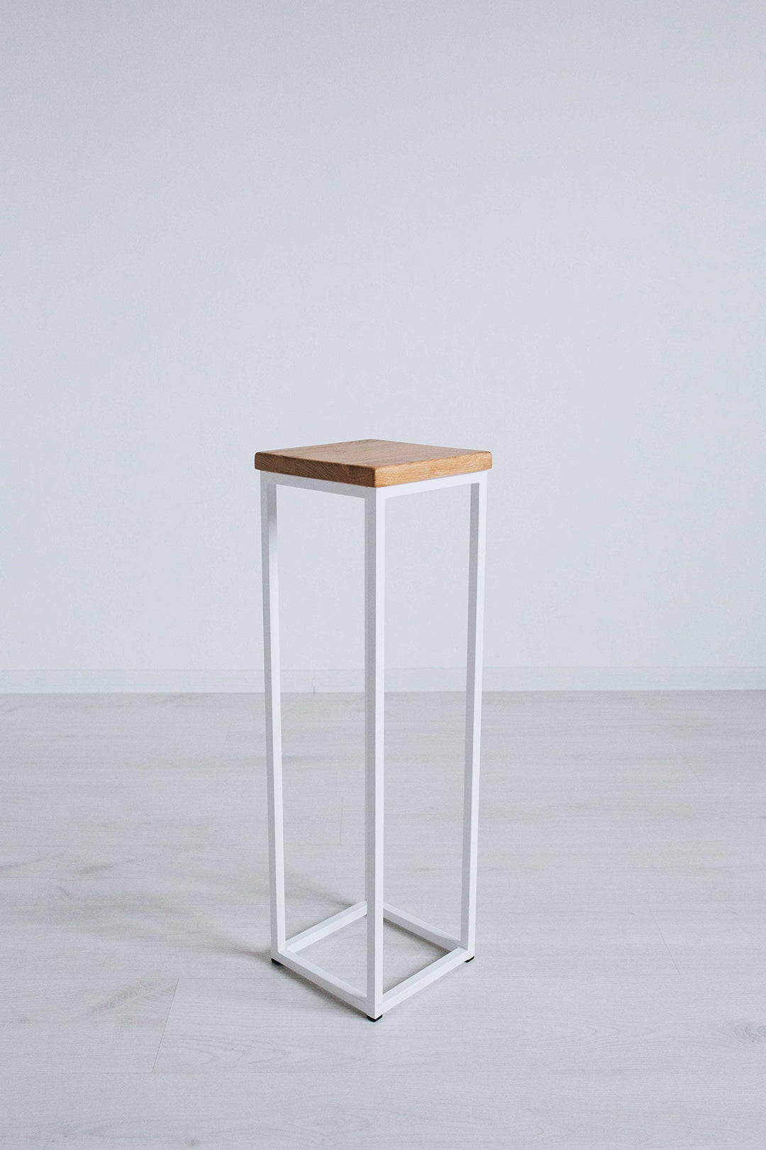 EINE BestLoft Blumensäule Dora aus Eiche - Dekosäule im schlanken Design + Stahlgestell (Gestell Wei