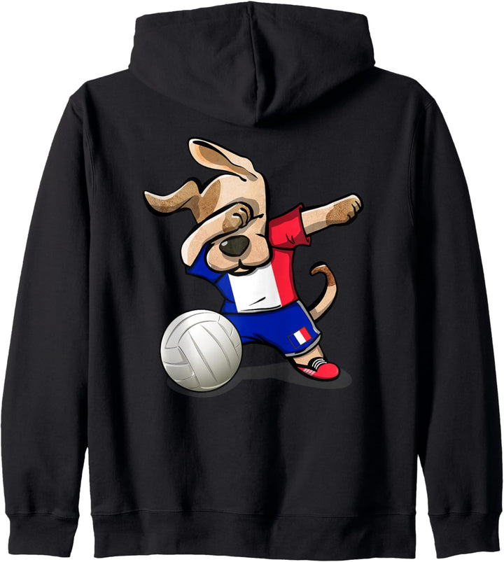Tupfender Hund Dog Frankreich Volleyball Französische Flagge Kapuzenjacke