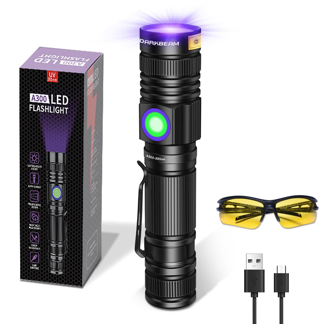DARKBEAM UV Taschenlampe uv Lampe 395nm Licht USB Aufladbar, Woodsche Lampe Schwarzlichtlampe Klein