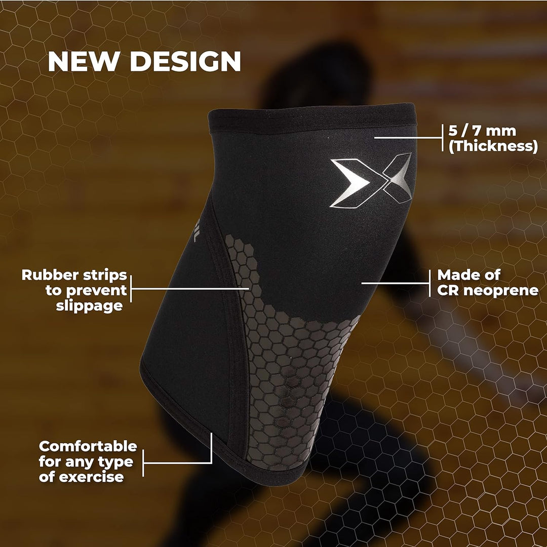 PICSIL Cross Training Hex Tech – Neopren-Knieschoner, 5/7 mm, 2 Knieschoner für Powerlifting und Gew