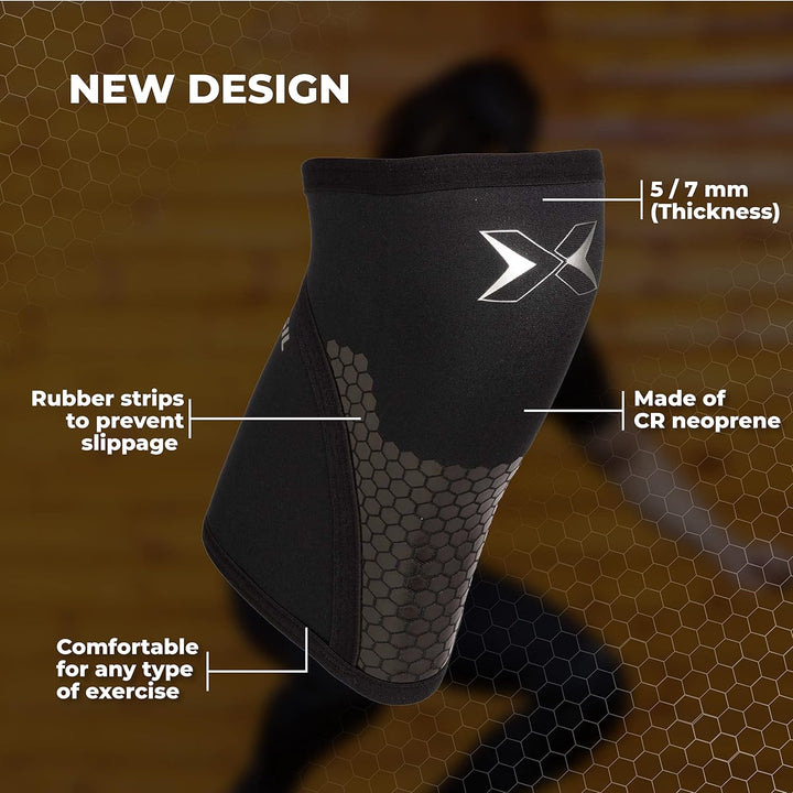 PICSIL Cross Training Hex Tech – Neopren-Knieschoner, 5/7 mm, 2 Knieschoner für Powerlifting und Gew