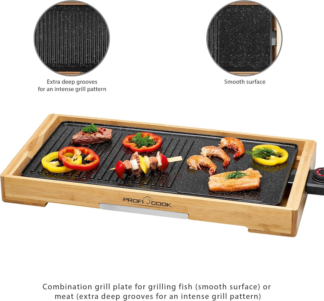 Profi Cook PC-TYG 1143 Teppanyaki-Grill, kratzfeste Keramikbeschichtung, grosse Grillfläche, stufenl