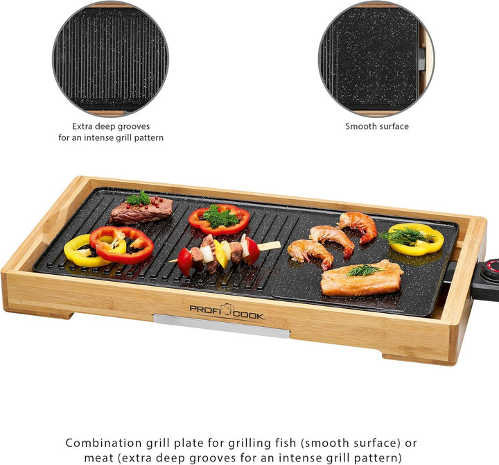 Profi Cook PC-TYG 1143 Teppanyaki-Grill, kratzfeste Keramikbeschichtung, grosse Grillfläche, stufenl