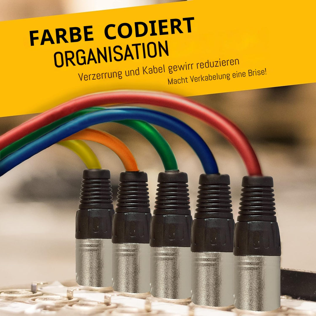ELAORY XLR Kabel Mikrofonkabel Patchkabel 7.5m 6Pack - XLR Stecker auf Buchse Mikrofonkabel - Symmet