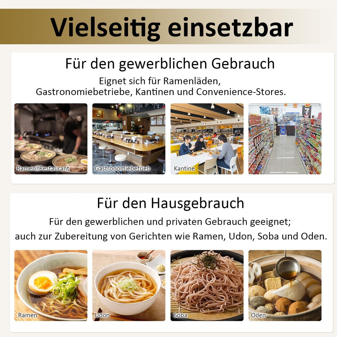 Kurflo Kommerzieller Nudeltopf, Edelstahl, für Ramen, Udon, Spaghetti & Fondue, geeignet für Gasherd