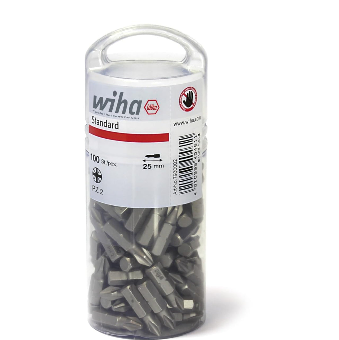 Wiha Bit Set Standard 25 mm Pozidriv (PZ2) 100-tlg. 1/4" in Grosspackung (40462) Pozidriv PZ2 100-tl