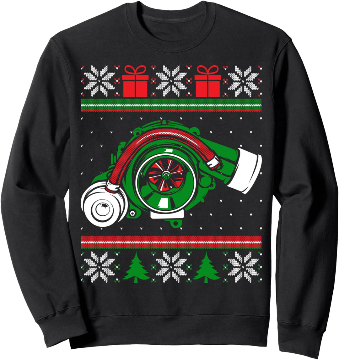 Turbo Ugly Christmas Car Enthusiast Racing Drifting Car Guy Sweatshirt
