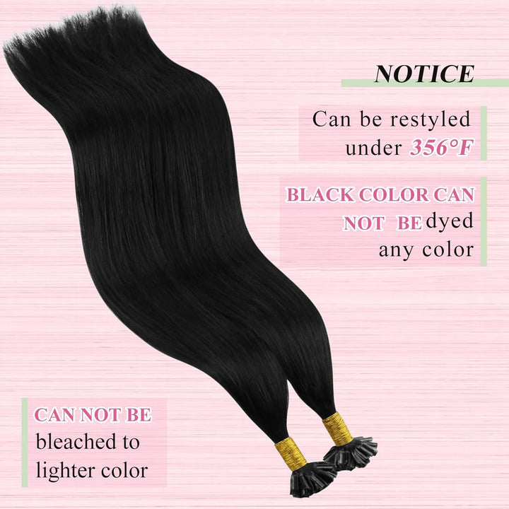 YoungSee 50g Extensions Echthaar Bondings Schwarz 45cm Bonding Extensions Echthaar Schwarz Naturlich