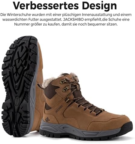 JACKSHIBO Winterschuhe Herren Winterstiefel damen mit Warm Gefüttert Wasserdicht Schneeschuhe Rutsch