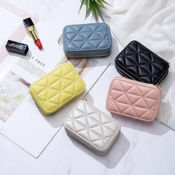 Lippenstift-Etui mit Spiegel, echtes Leder, Reissverschluss, Lippenstift-Halter, Box, kleine Reise-M