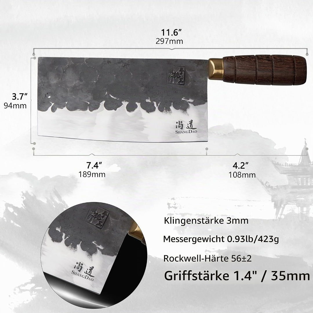 SHANGDAO Hackmesser, 19 cm Hochleistungs Rasiermesserscharfes Metzger Hackmesser Küchenmesser, Hackm