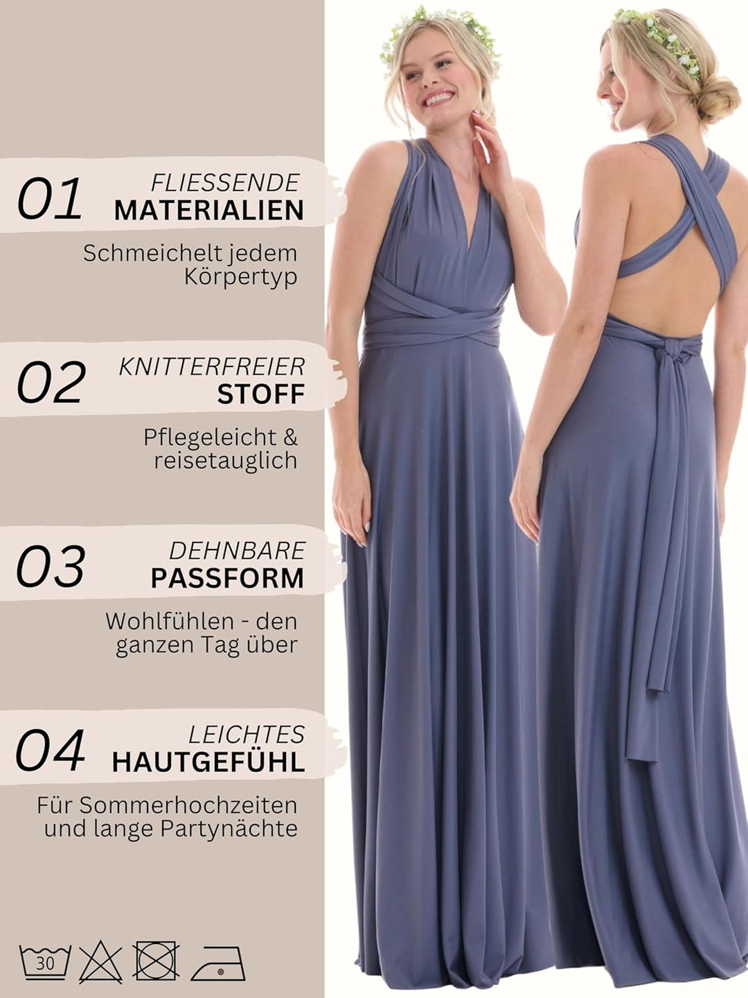 Juvell Brautjungfernkleider lang - Infinity Dress Maxi - Abendkleider elegant-festlich - Multiway-Wi