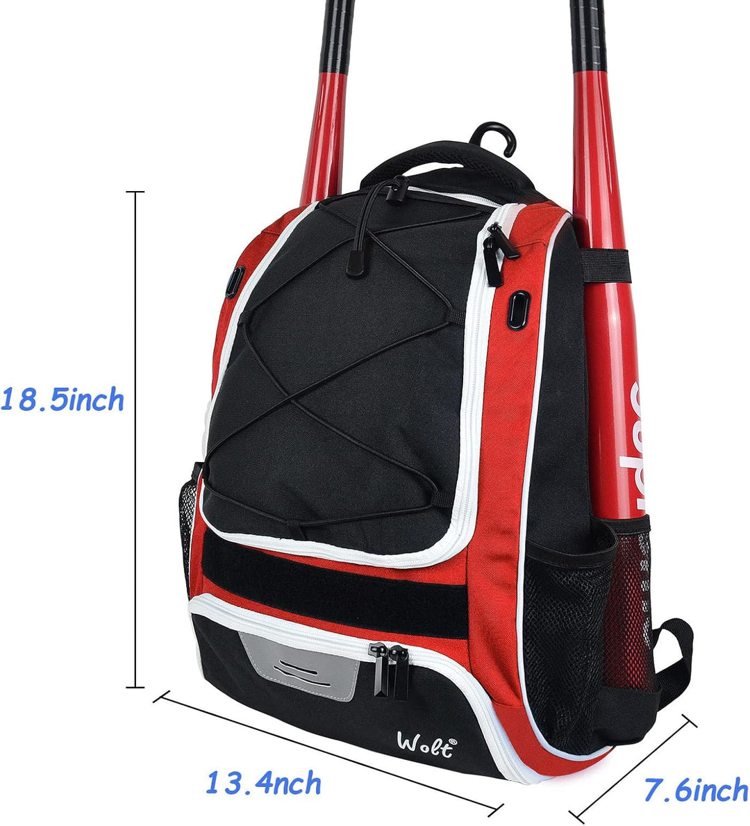 WOLT Baseball-Tasche für Jugendliche: Schläger-Rucksack für Baseball, T-Ball &amp; Softball-Ausrüstung &amp;