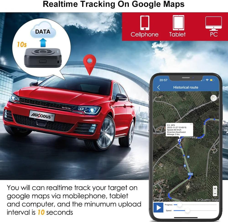 TKMARS 4G GPS Tracker, Mini GPS Ortungsgerät in Echtzeit weltweit, GPS Peilsender für Auto, Kinder,