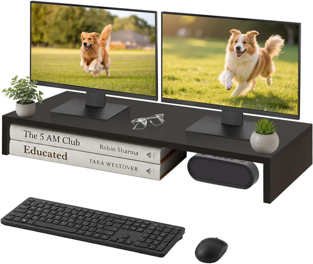 TV-Aufsatz mit Erhöhung,PC Regal Aufsatz Bildschirmerhöhung Hochglanz, Ideal für TV-Erhöhung und Sch