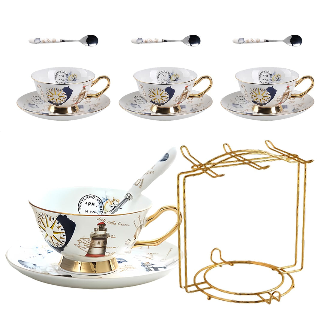 8 Stück Europäischen Blumen Tee Set,Bone China Tee Set Service Kaffee Set, 9 Optionen.Mit Geschenkbo