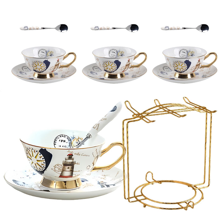 8 Stück Europäischen Blumen Tee Set,Bone China Tee Set Service Kaffee Set, 9 Optionen.Mit Geschenkbo