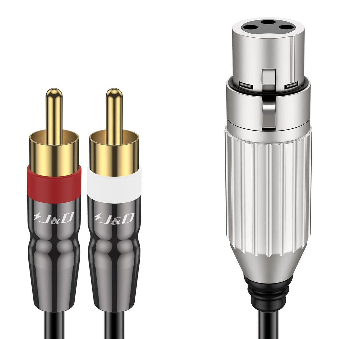 J&D XLR Buchse zu Dual Cinch Stecker Kabel, PVC Schale Ungebalanced XLR zu 2 Cinch Y Splitter Patch