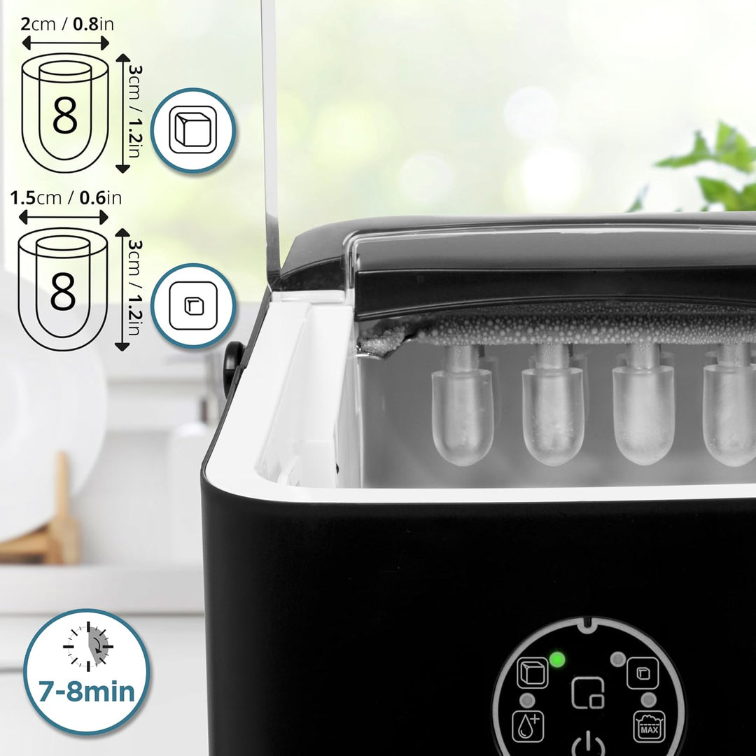 Duronic ICM12 BK Automatische Eiswürfelmaschine | 8 Eiswürfel in 6-8 min | 1 L Wassertank | Bis zu 1