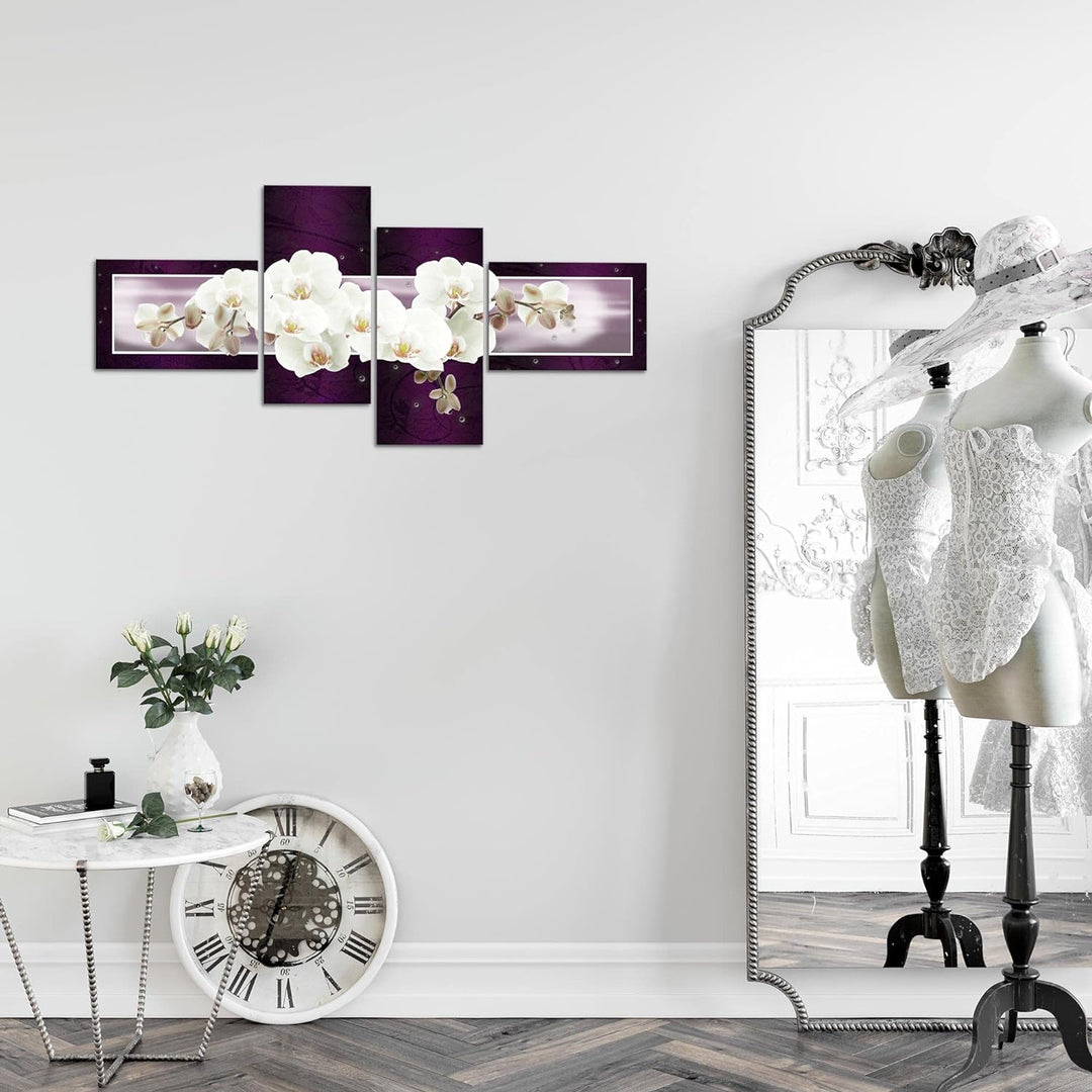 Runa Art Bild Modern Blumen Orchidee - Made in Germany - Wandbilder Abstrakt Violett Lila 4 Teilig 2