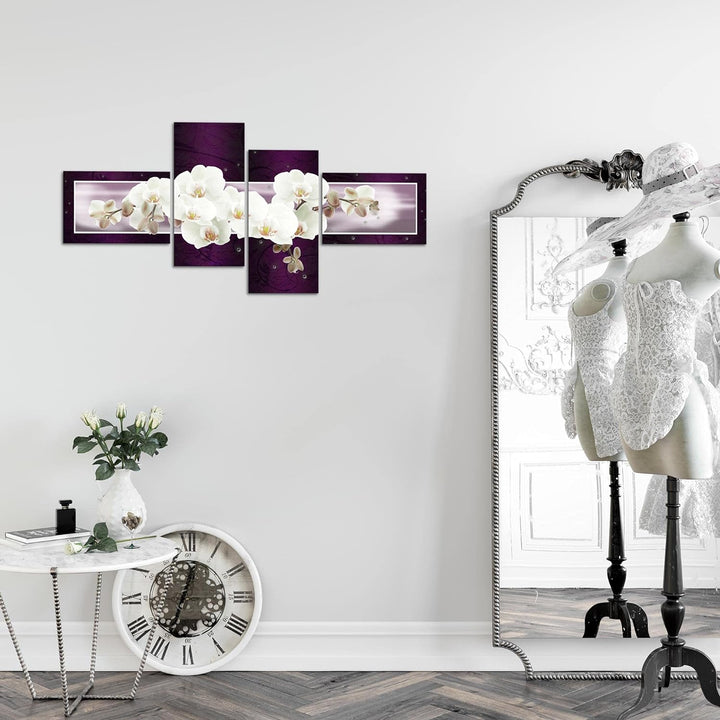 Runa Art Bild Modern Blumen Orchidee - Made in Germany - Wandbilder Abstrakt Violett Lila 4 Teilig 2